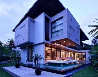 Resort villa in the front, contemporary home in the back