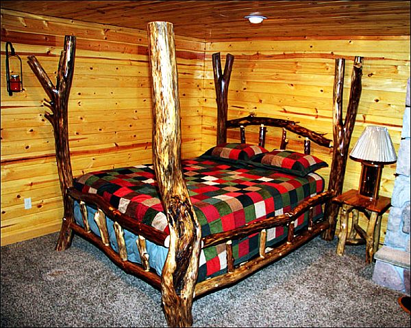 log furniture bed decor