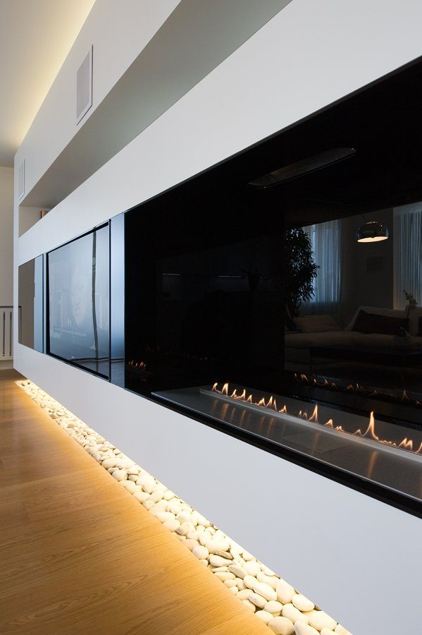 Modern Apartment in Moscow fireplace