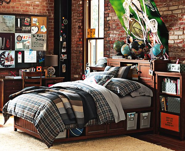 Plaid-Beadboard-Bedroom-for-teenage-boys