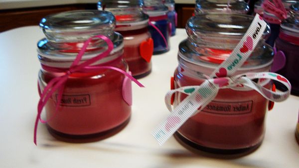 Valentines Day jar candles