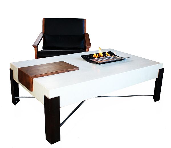 Whiteout fireplace table