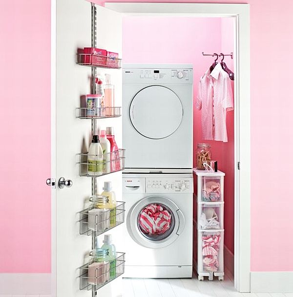 pink laundry room design