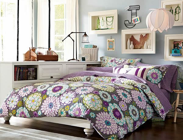 purple inspired young teenage girls bedroom
