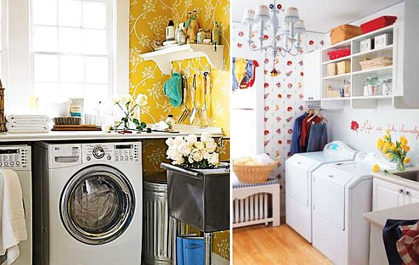 wallpaper laundry room desgin idea