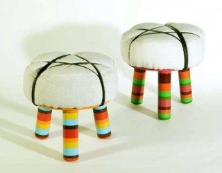 Comfortable and colorful stools expressing immigrant lifestyle