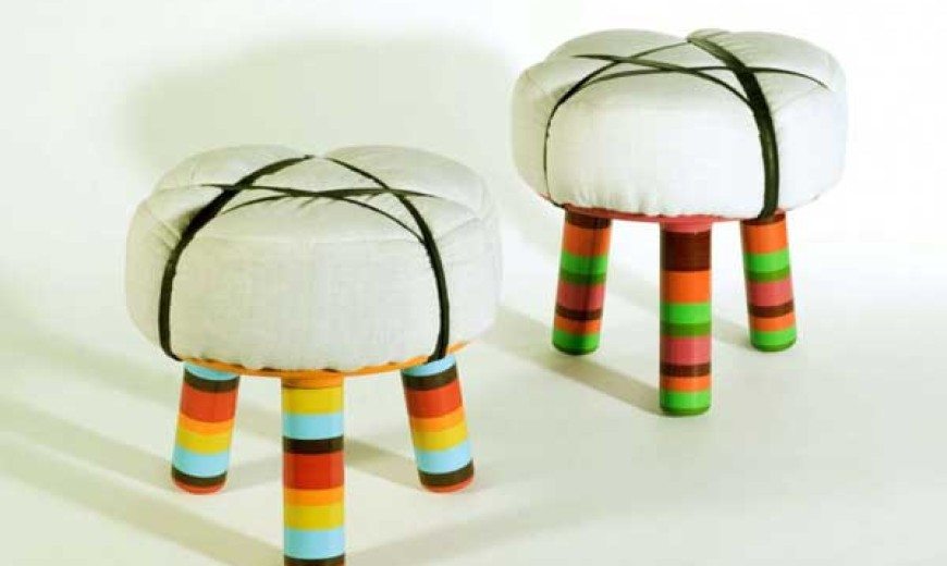 Comfortable and colorful stools expressing immigrant lifestyle