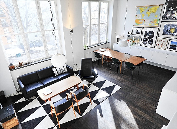 Black-White-Contemporary-Loft-living-area