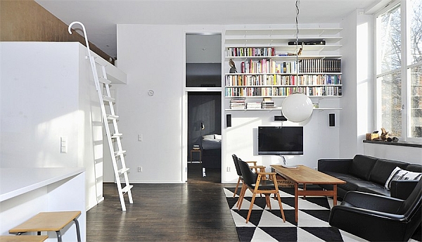 Black & White Contemporary Loft living room