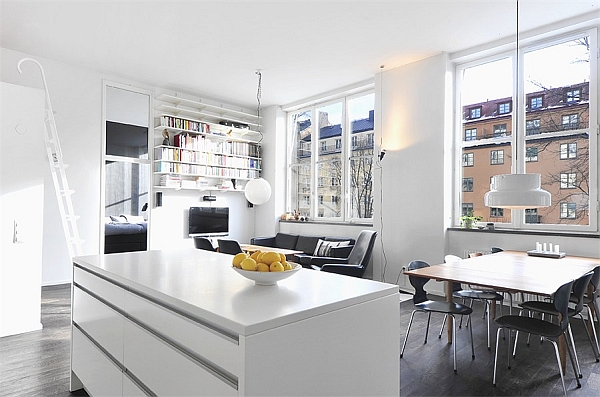 Black & White Contemporary Loft open space living