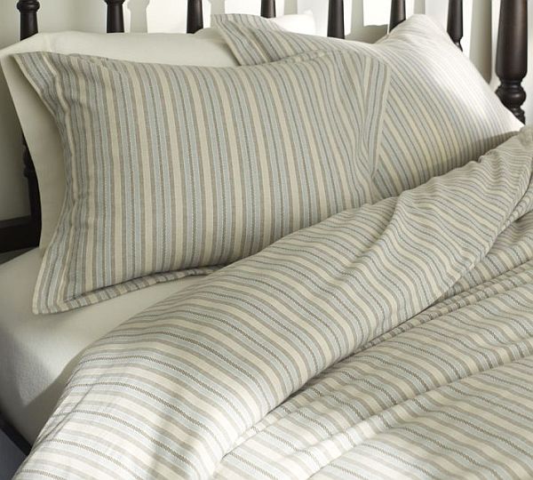 Chamber Stripe Organic Flannel Duvet Cover & Sham 1