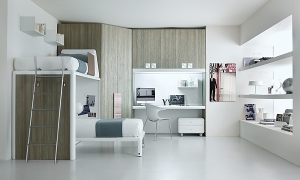 Contemporary shared bedroom for teenagers