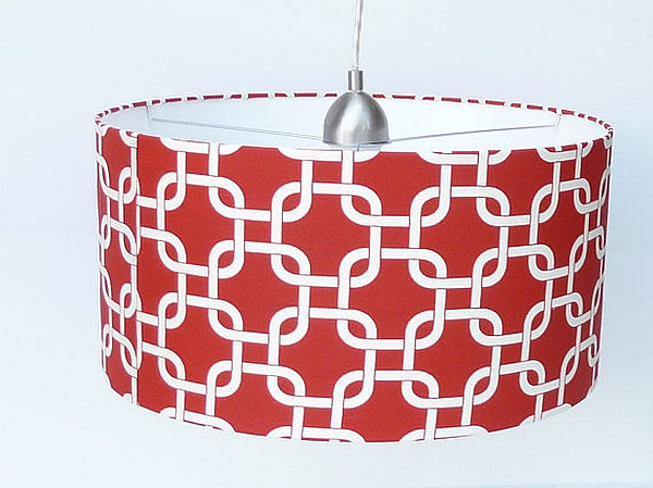 DIY customized lampshade with geometric linen fabric