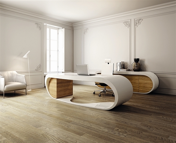 ultra-modern goggle office desks - rounded shapes design ideas