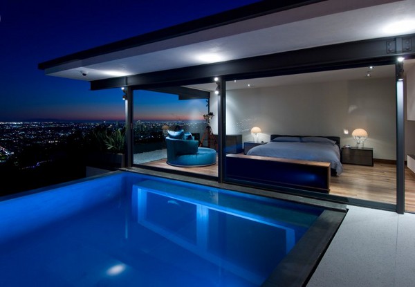 Hopen Place House bedroom with pool view