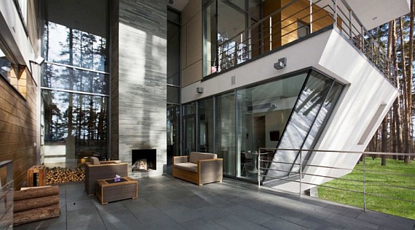 House in the Forest, Moscow - glass and steel exterior