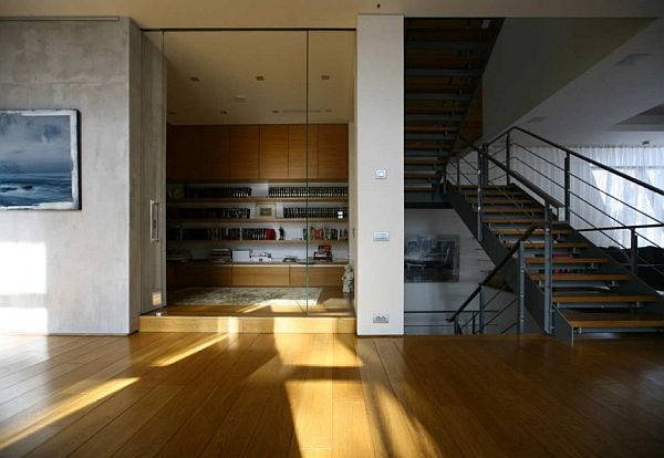 House in the Forest, Moscow - wooden floors & modern staircase