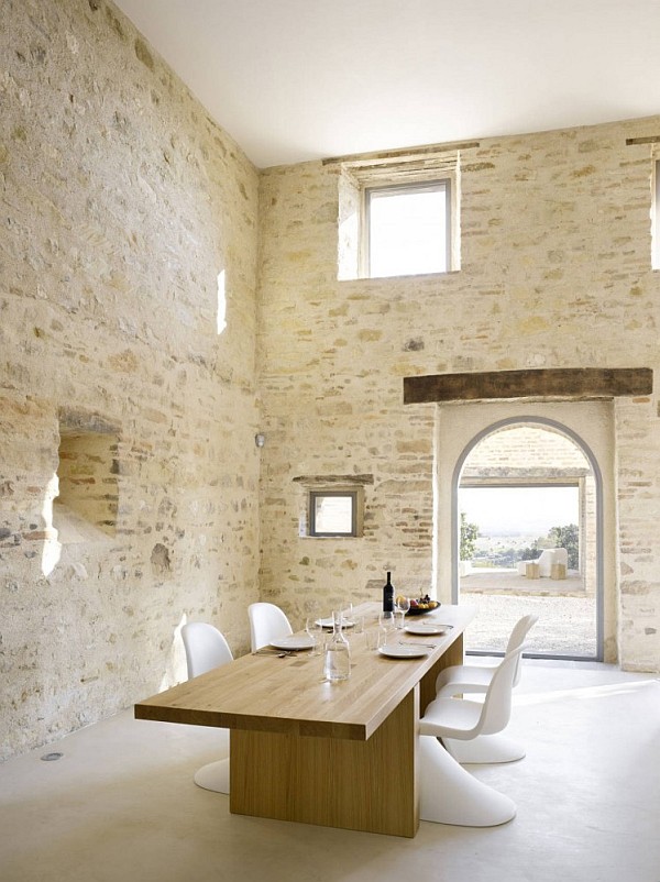 Italian House Renovation concrete stone dining room