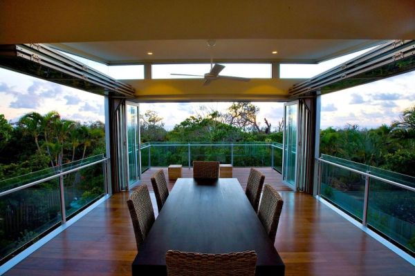 Marcus Beach House glass living room