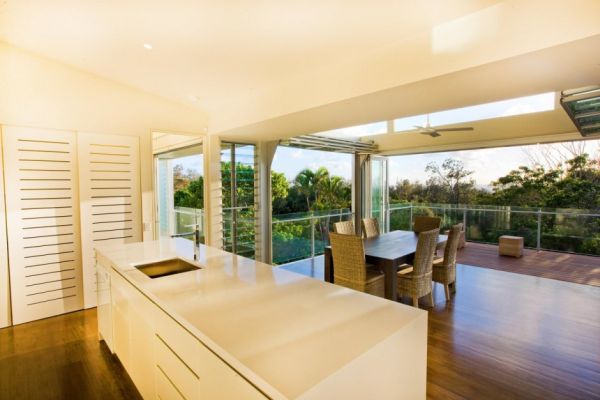 Marcus Beach House open space kitchen and dining room