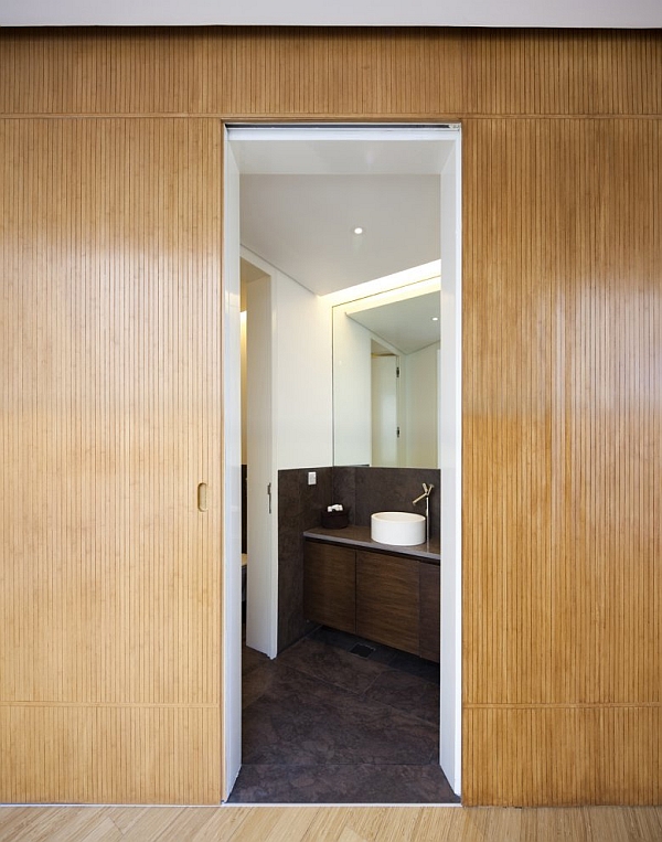 Mop House - bathroom design with wooden walls