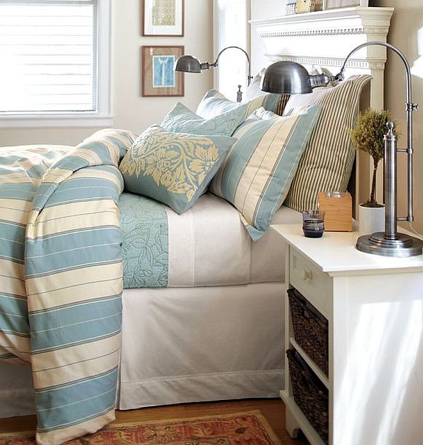 Toby Stripe Organic Duvet Cover & Sham blue