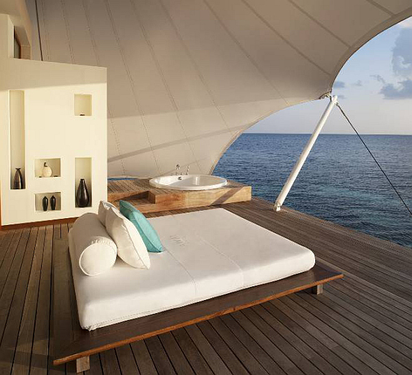 W-Retreat-and-Spa-in-Maldives-outdoor-bed-on-wooden-deck