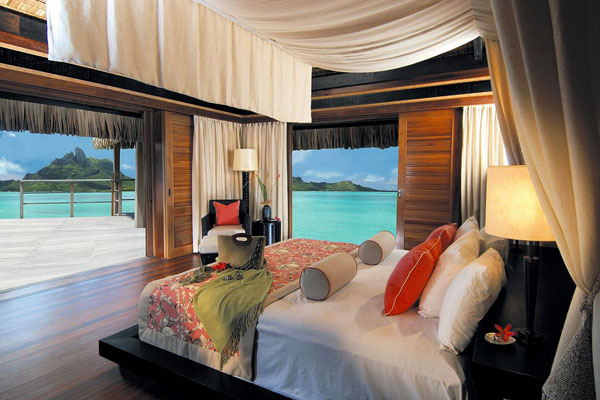 beach villa bedroom with ocean view