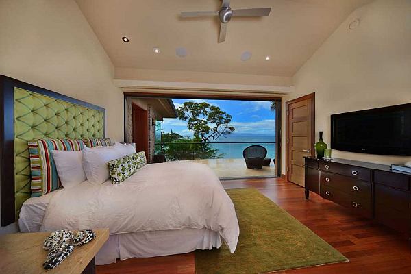 beachside bedroom with ocean views in maui