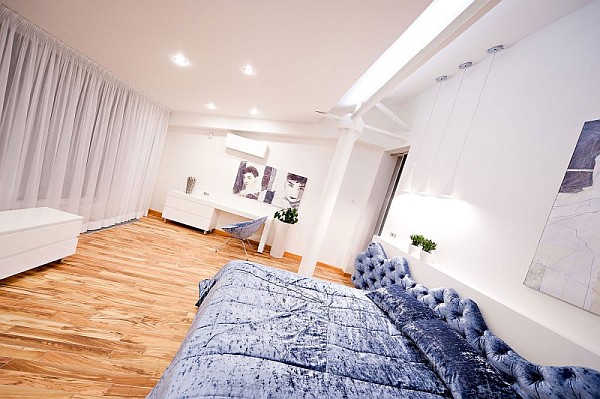 colorful loft apartment large bedroom decoration