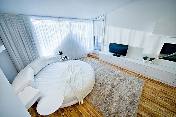 colorful loft apartment ultra modern bedroom