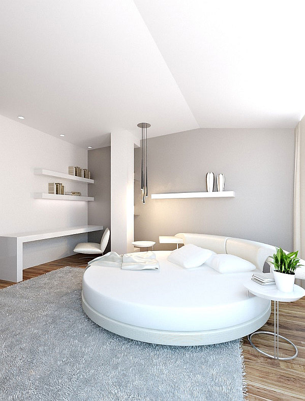 colorful loft apartment white bedroom