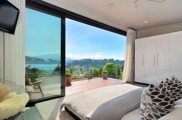 contemporary bedroom with amazing views