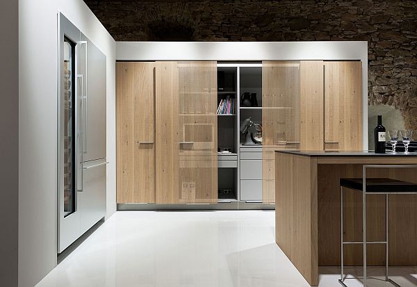 living kitchen design with enclosed office