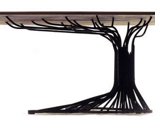 Oak Tree Table Made of Steel: Fancy Addition For Your Home 