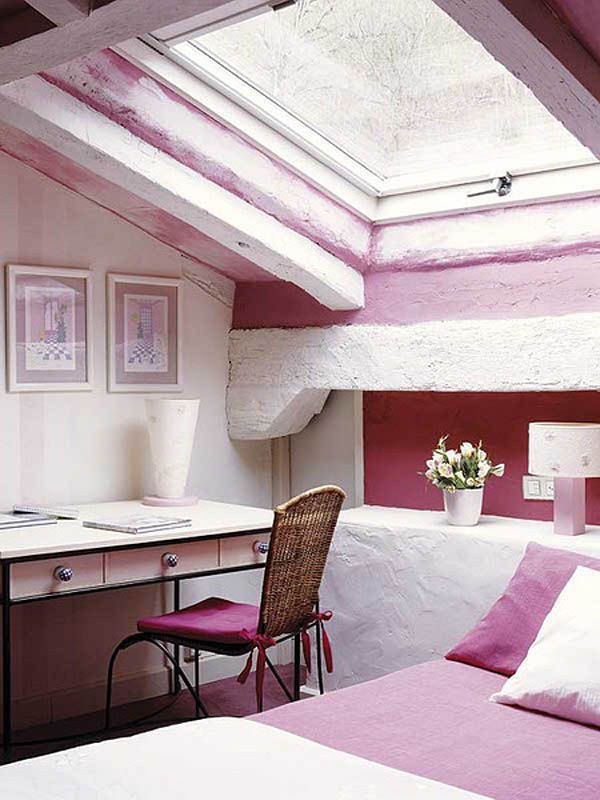 old style bedroom in the attic