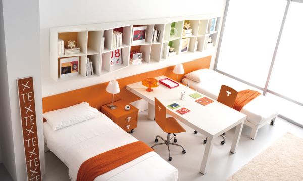 orange themed bedroom decorating for kids teenagers