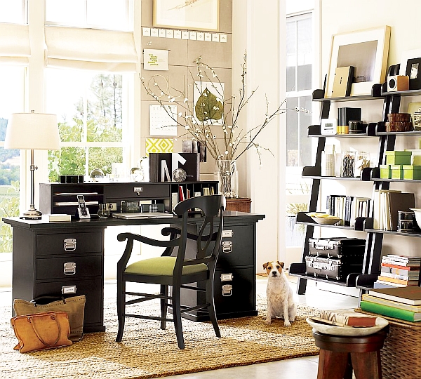 organized home office with storage systems