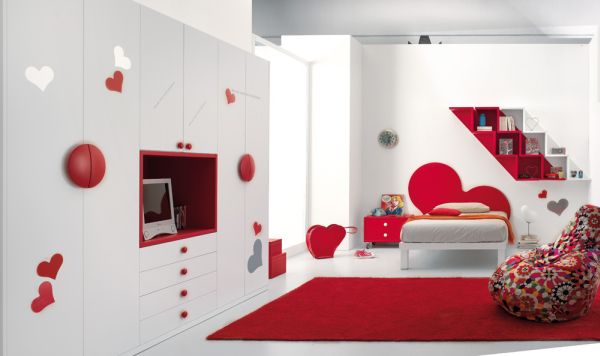 red bedroom decorating for teenage kids