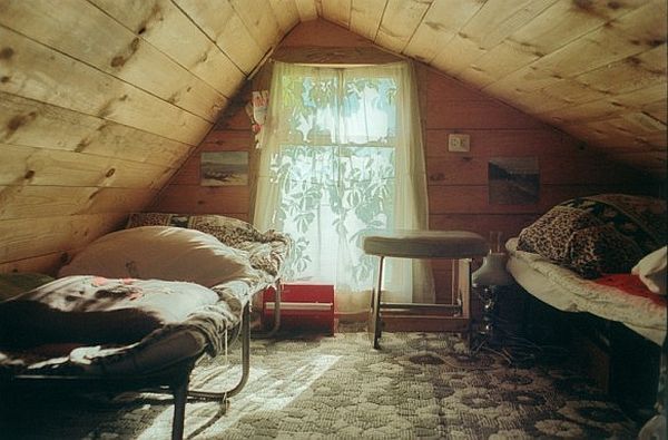 rustic bedroom in the attic