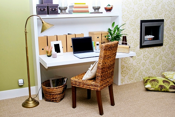 Warm And Cozy Home Office Designs With Fireplaces