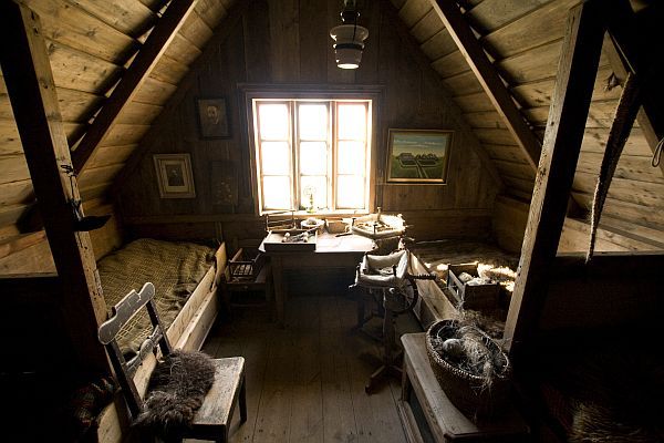 wooden attic bedroom