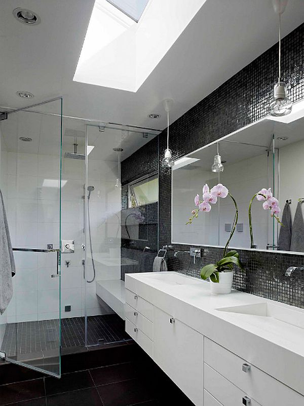 1950s House Renovation - luxury bathroom design in grey and white