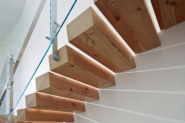 Buck O'Neill Builders Green Offices 7 - floating wooden staircase