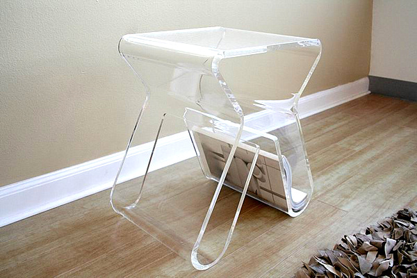 Clear Lucite Side Table Magazine Rack.png