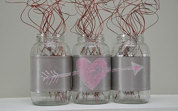 DIY chalkboard jar glasses with love