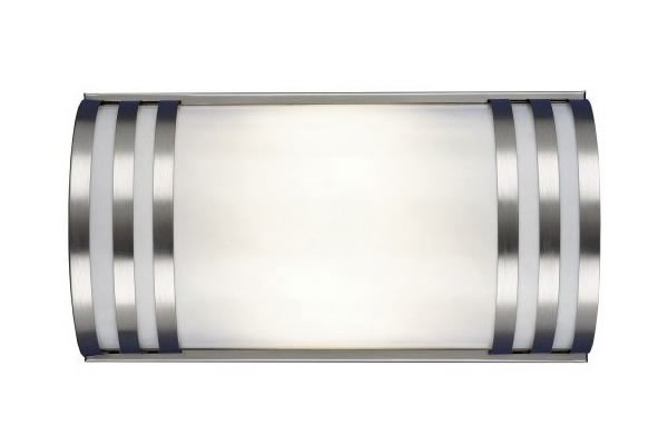 Fluorescent Wall Sconce with Metal Band Satin Nickel Finish