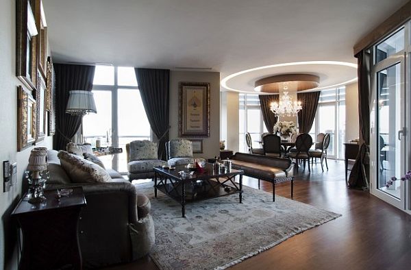 Istanbul luxury apartment - formal style living room with antique & modern furniture