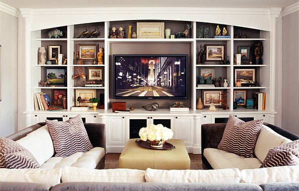 Luxurious Beverly Hills Home - comfortable living room couch with bookcase