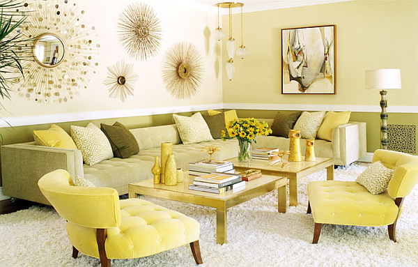 Luxurious Beverly Hills Home - green themed living room furniture & decorations